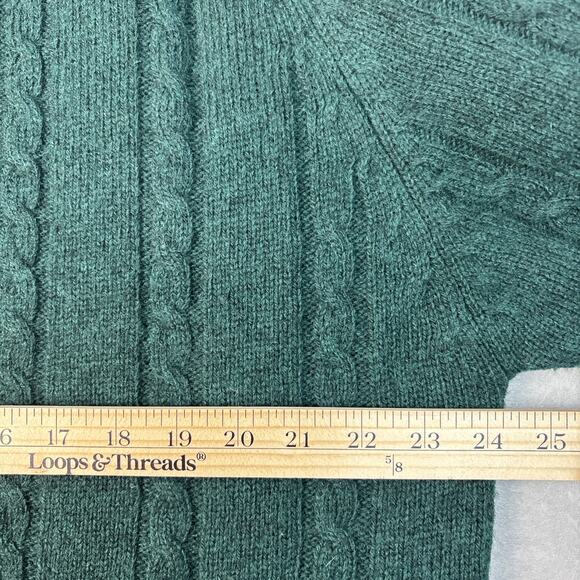 VTG Shetland Wool Cable Knit Men’s XL Sweater Fisherman Emerald Green Holiday - Picture 5 of 7